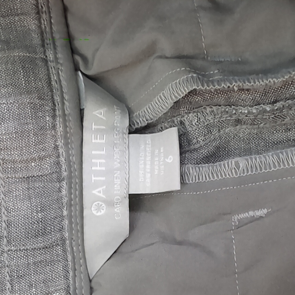 Athleta Cargo Linen Wide Leg Pant Grey - Picture 4 of 4